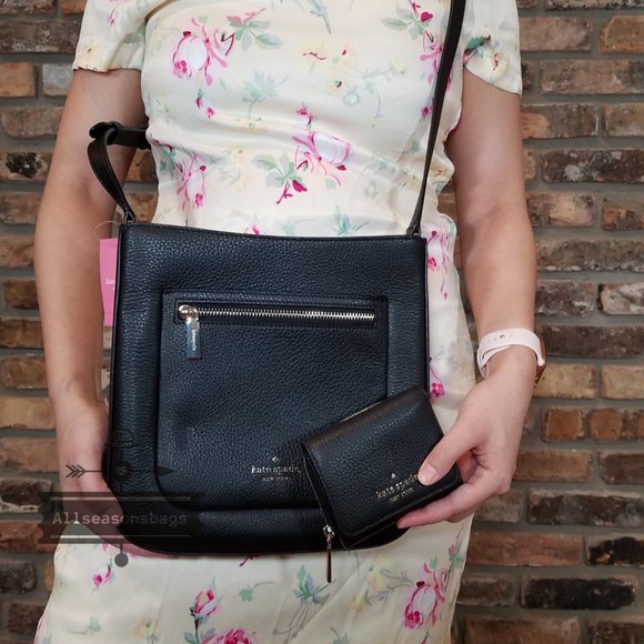 Kate Spade Top Zip Crossbody LEILA Wallet SET BLAC